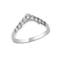 925 Sterling Silver Cubic Zirconia Chevron Ring