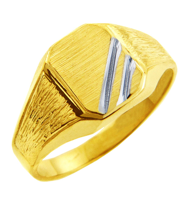 Mens Two-Tone Solid Gold Zeus Signet Ring