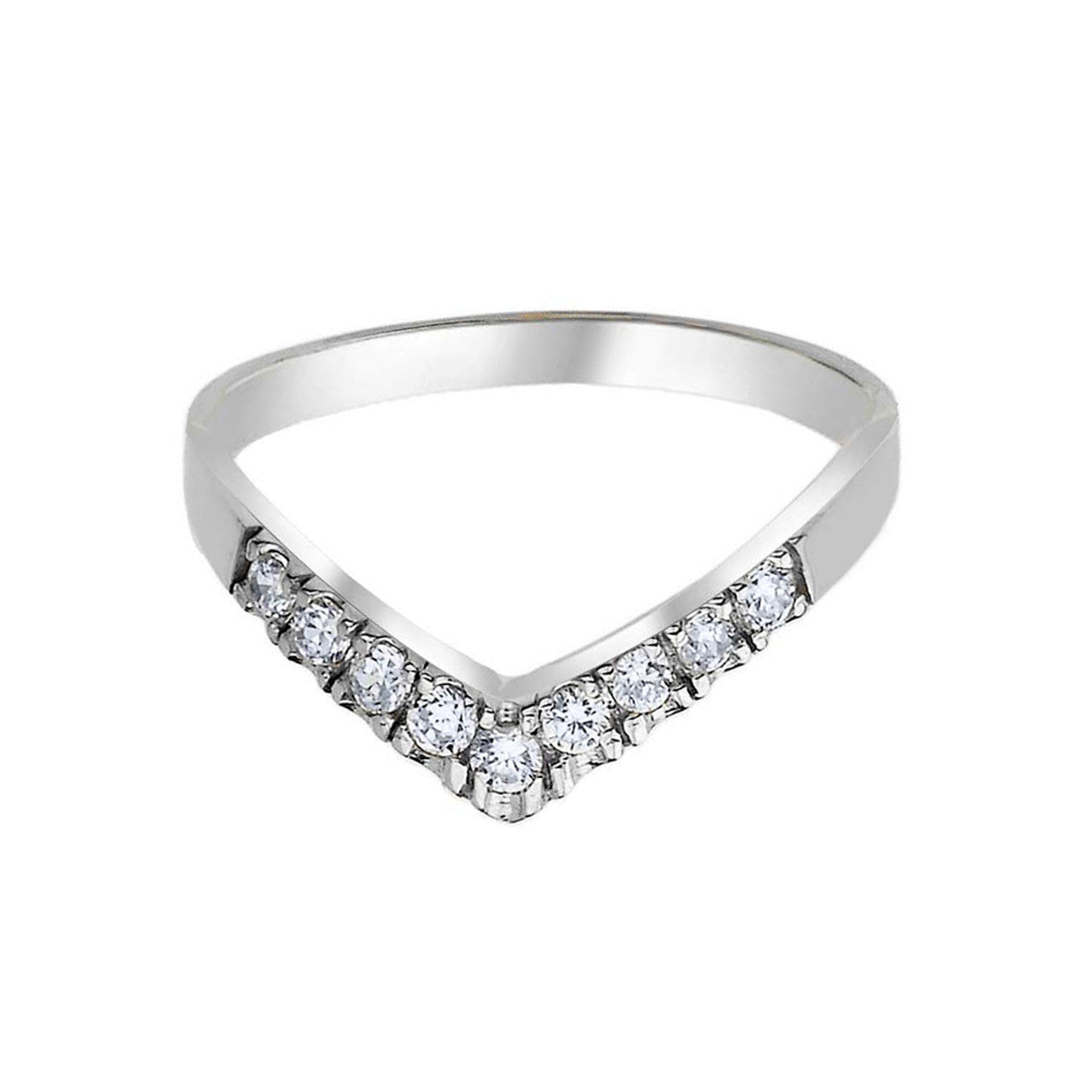 925 Sterling Silver Cubic Zirconia Chevron Ring