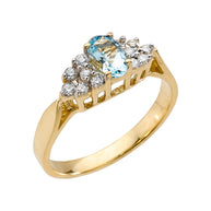 Solid Gold Aquamarine and Diamond Proposal Ring (Available in Yellow/Rose/White Gold)
