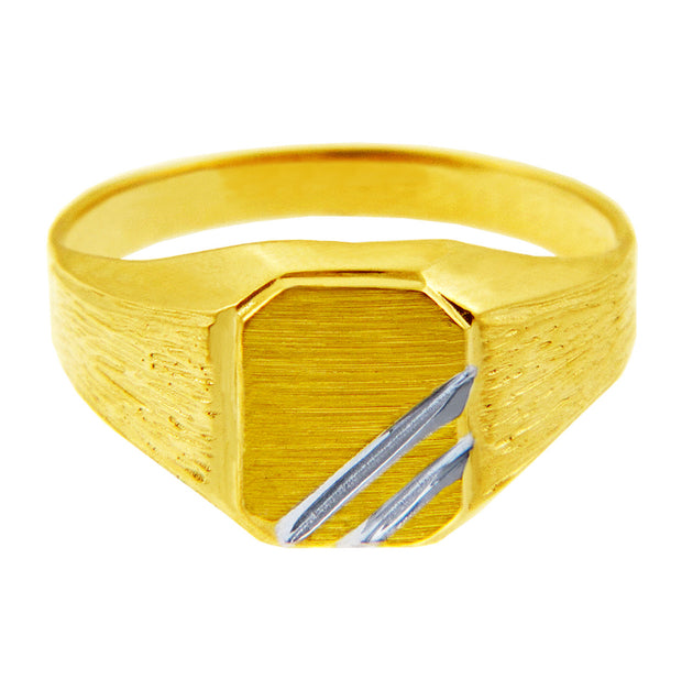 Mens Two-Tone Solid Gold Zeus Signet Ring