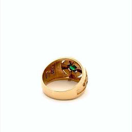 Gold Emerald CZ Celtic Cross Men's Ring (Available In Yellow/White Gold)