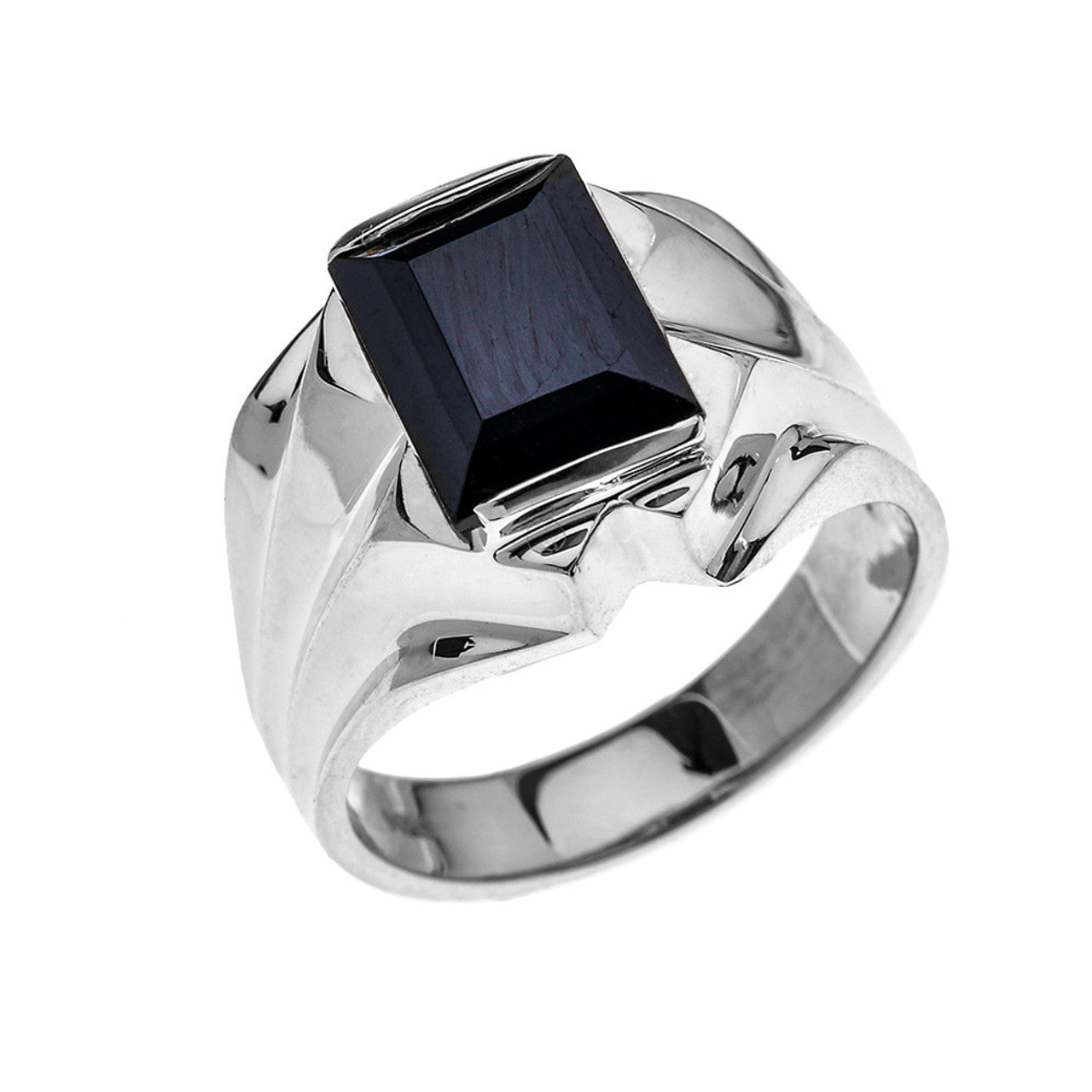 Men's Gold 4 Carat Black Onyx Bold Solitaire Ring(Available in Yellow/Rose/White)