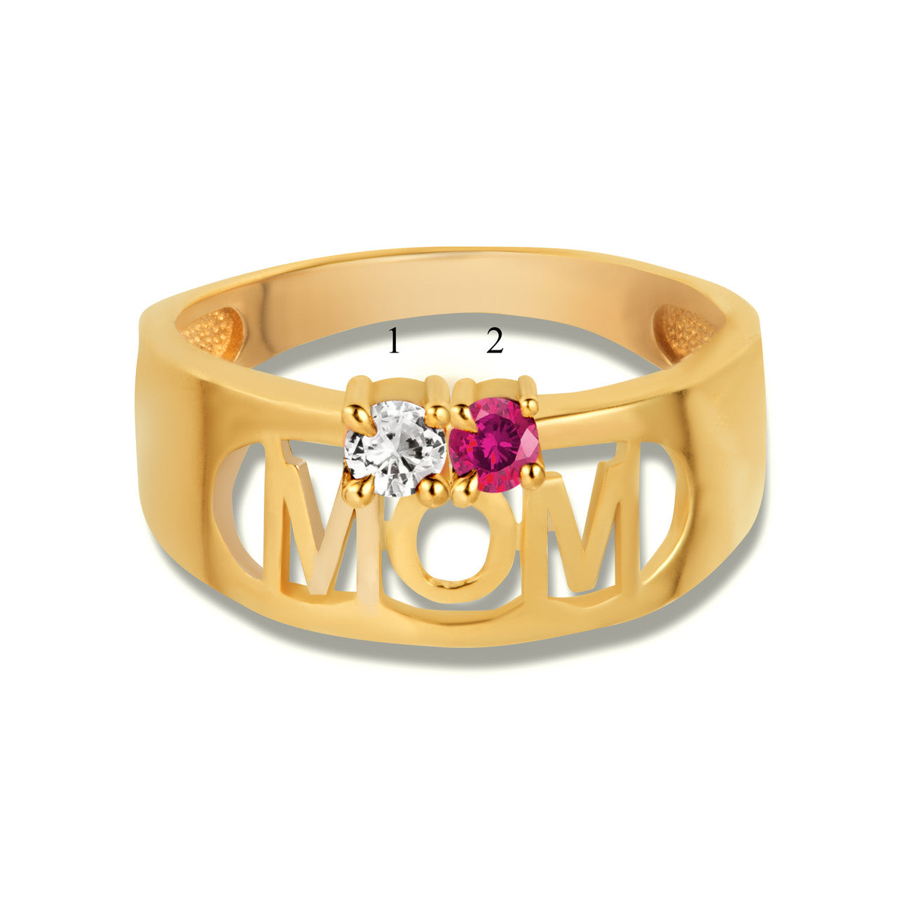 Gold Custom Two Birthstone Mom Band Ring (Available in Yellow/Rose/White Gold)