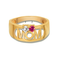 Gold Custom Two Birthstone Mom Band Ring (Available in Yellow/Rose/White Gold)