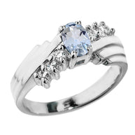 Dazzling Yellow Gold Diamond and Aquamarine Proposal Ring