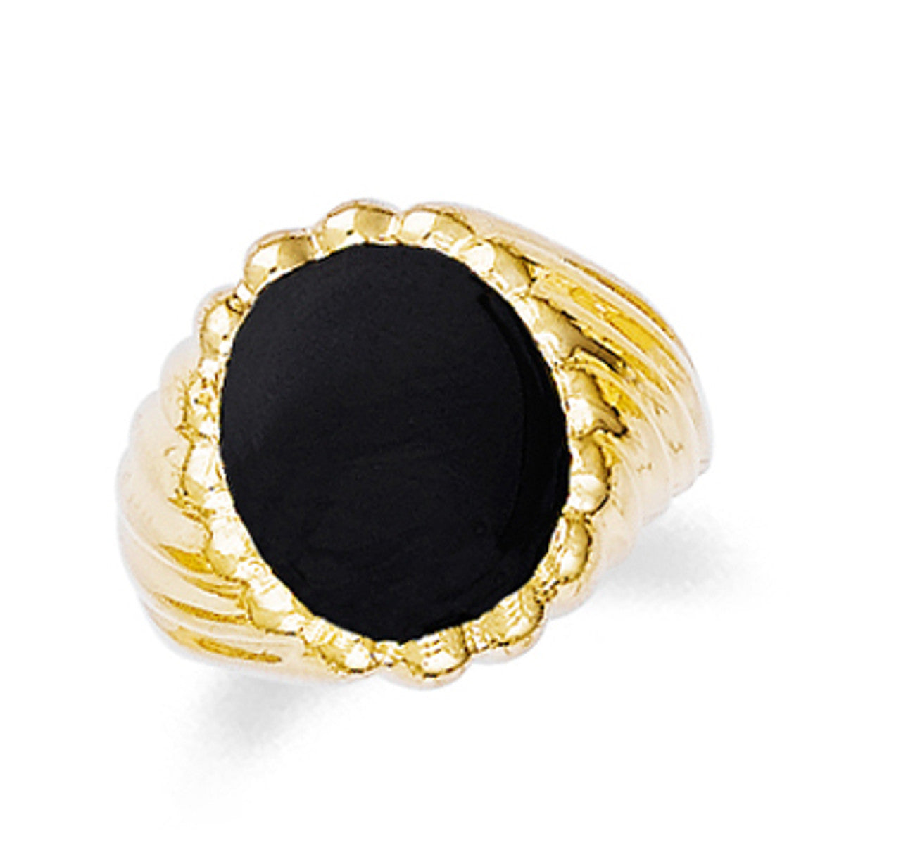 Gold Onyx Mens Swirl Ring
