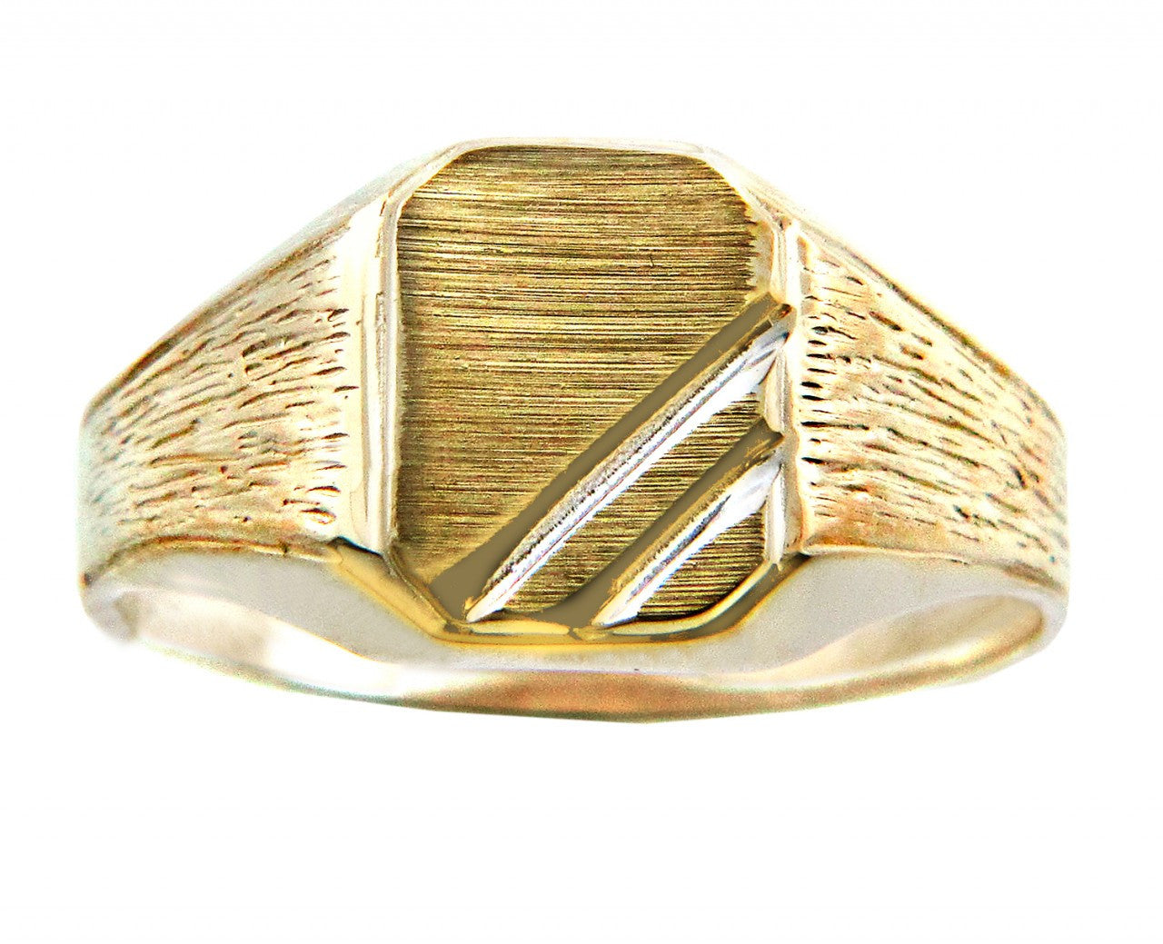Mens Two-Tone Solid Gold Zeus Signet Ring