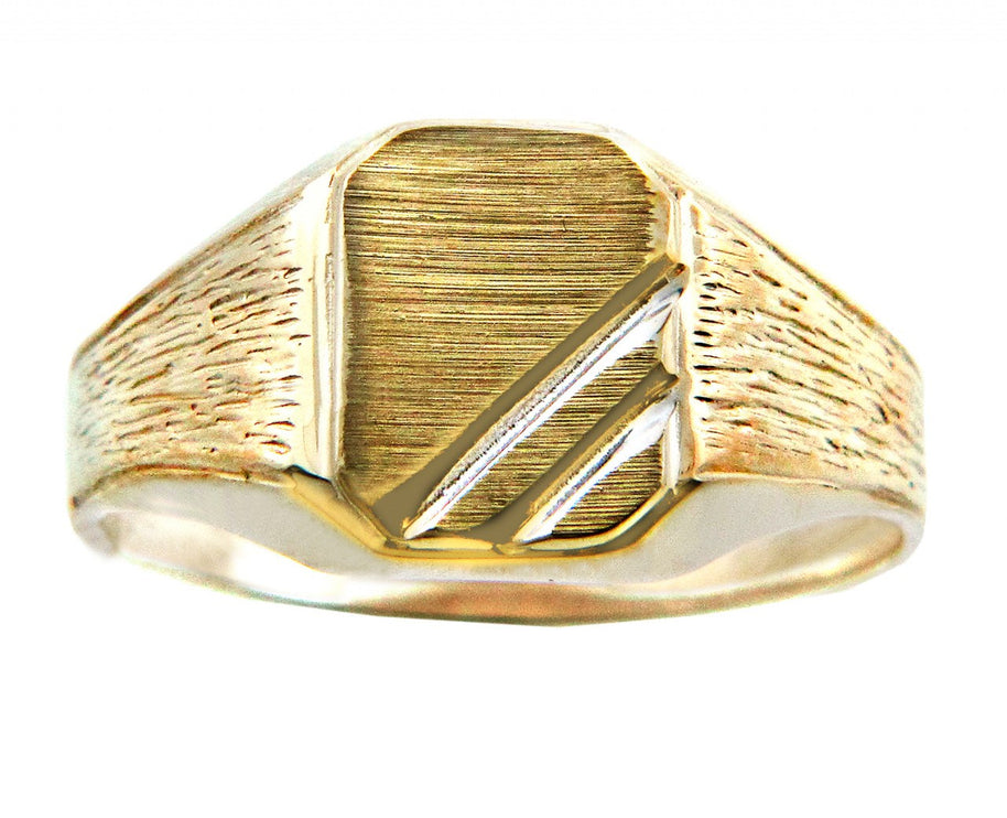 Mens Two-Tone Solid Gold Zeus Signet Ring