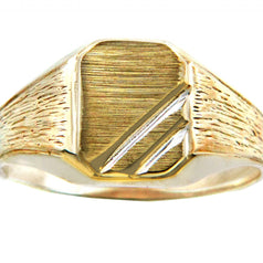 Mens Two-Tone Solid Gold Zeus Signet Ring