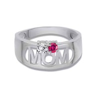 .925 Sterling Silver Custom Two Birthstone Mom Band Ring