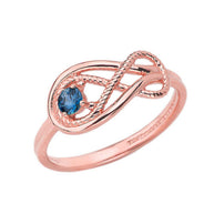 Gold Infinity Love Knot Genuine Sapphire Gemstone Rope Ring (Available in Yellow/Rose/White Gold)
