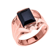 Men's Gold 4 Carat Black Onyx Bold Solitaire Ring(Available in Yellow/Rose/White)
