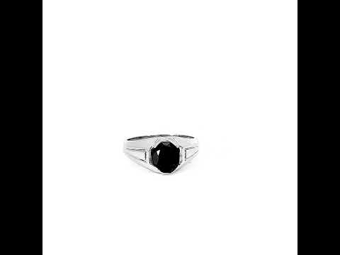 .925 Sterling Silver Oval Cut Black Onyx Gemstone Ring