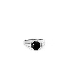 .925 Sterling Silver Oval Cut Black Onyx Gemstone Ring