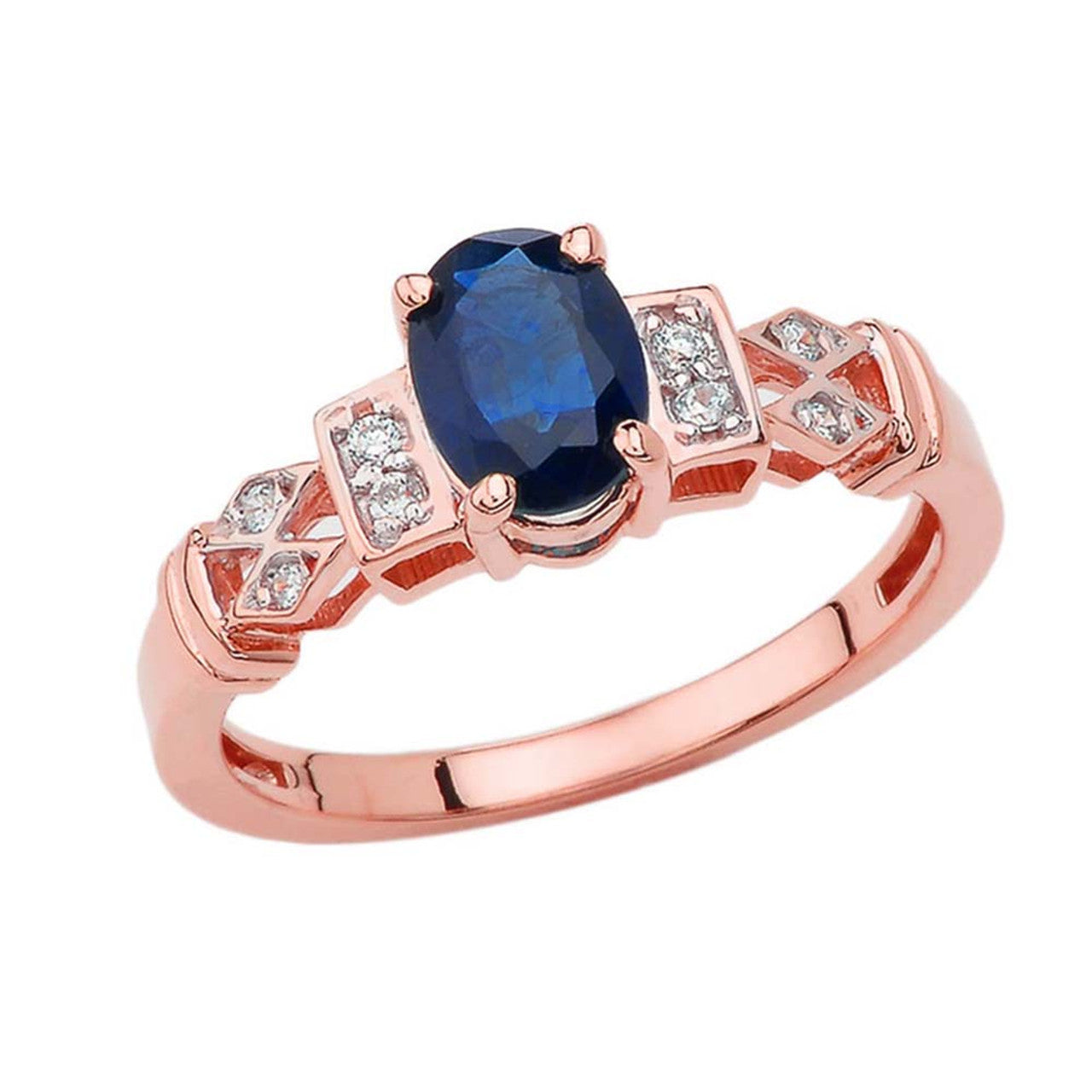 1920's Style Sapphire and Diamond Art Deco Ring In Gold (Available in Yellow/Rose/White Gold)