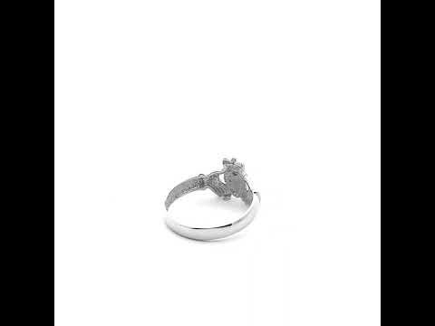 .925 Sterling Silver Claddagh Heart Crown Emerald Birthstone Ring