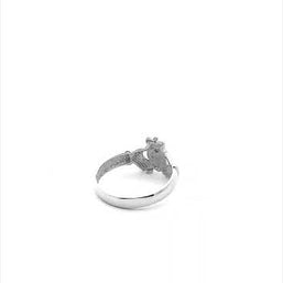 .925 Sterling Silver Claddagh Heart Crown Emerald Birthstone Ring