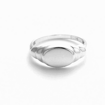.925 Sterling Silver Ribbed Oval Engravable Signet Ring