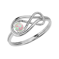 Gold Infinity Love Knot Opal Birthstone Rope Ring (Available in Yellow/Rose/White Gold)
