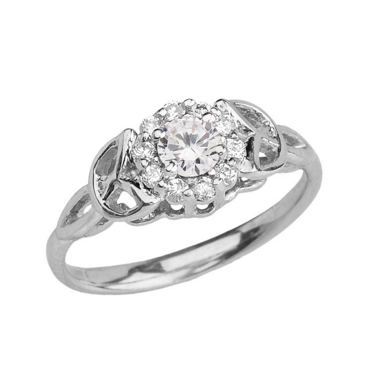 Gold CZ Engagement/Promise Ring (Available in Yellow/Rose/White Gold)