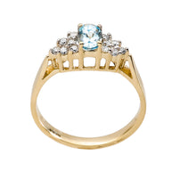 Solid Gold Aquamarine and Diamond Proposal Ring (Available in Yellow/Rose/White Gold)