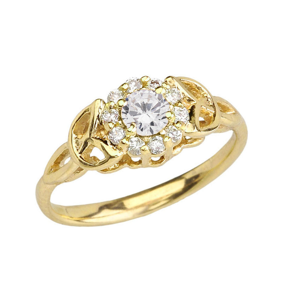 Gold CZ Engagement/Promise Ring (Available in Yellow/Rose/White Gold)
