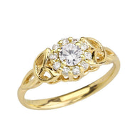 Gold CZ Engagement/Promise Ring (Available in Yellow/Rose/White Gold)