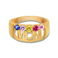 Gold Custom Five Birthstone Mom Band Ring (Available in Yellow/Rose/White Gold)