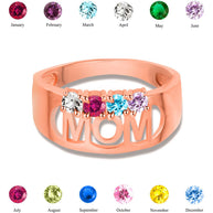 Gold Custom Four Birthstone Mom Band Ring (Available in Yellow/Rose/White Gold)