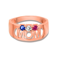 Gold Custom Three Birthstone Mom Band Ring (Available in Yellow/Rose/White Gold)