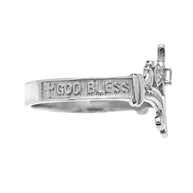 .925 Sterling Silver Diamond Irish Celtic Cross Trinity Knot Ring