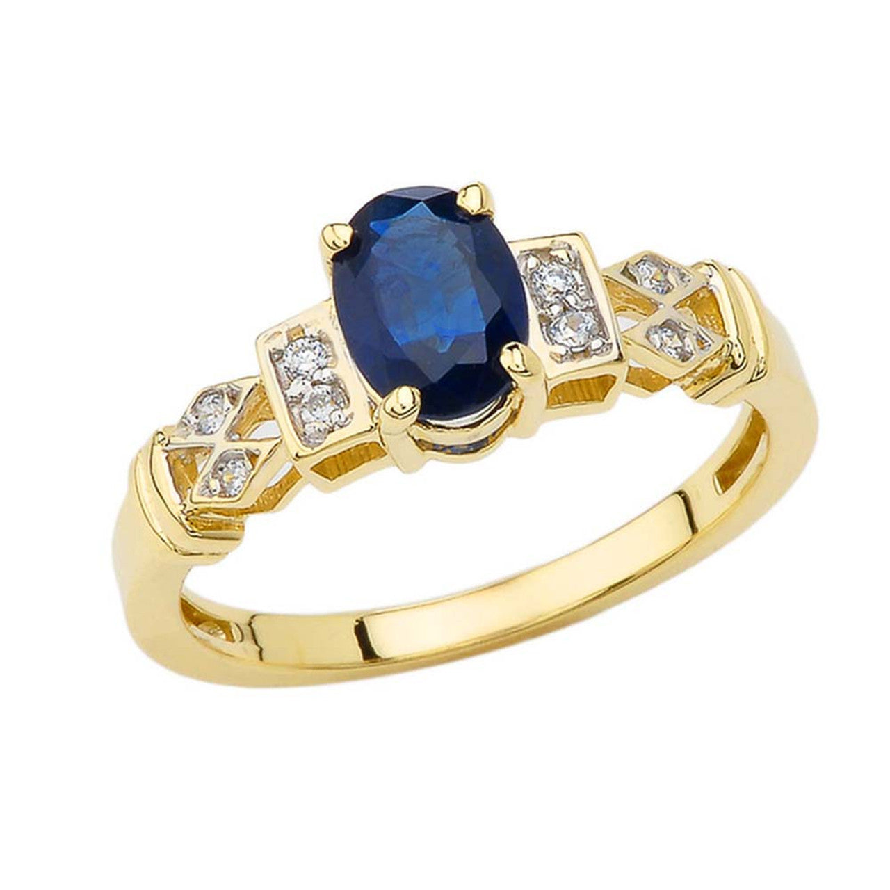 1920's Style Sapphire and Diamond Art Deco Ring In Gold (Available in Yellow/Rose/White Gold)