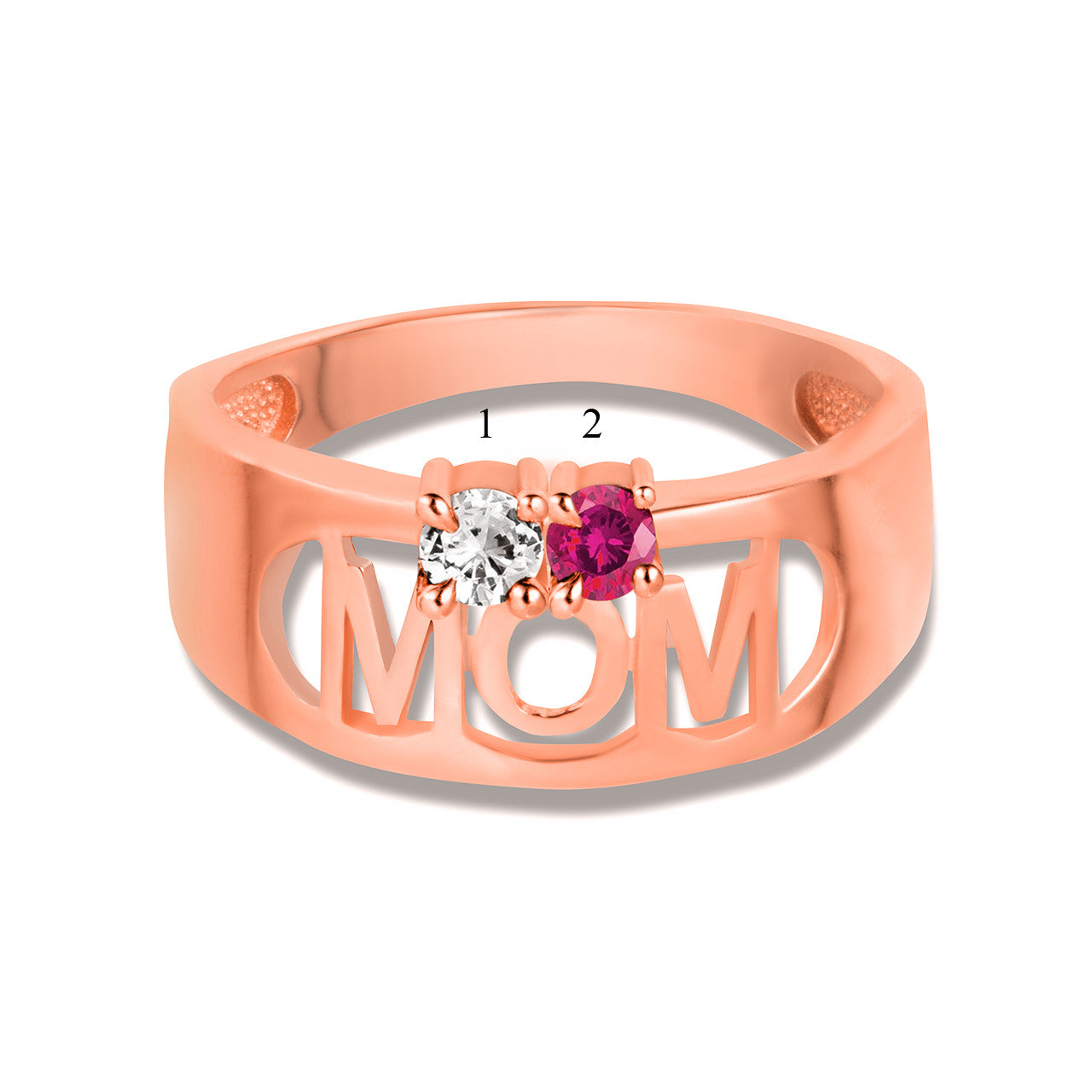 Gold Custom Two Birthstone Mom Band Ring (Available in Yellow/Rose/White Gold)