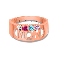 Gold Custom Four Birthstone Mom Band Ring (Available in Yellow/Rose/White Gold)