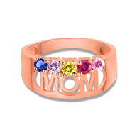 Gold Custom Five Birthstone Mom Band Ring (Available in Yellow/Rose/White Gold)