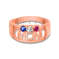 Gold Custom Three Birthstone Mom Band Ring (Available in Yellow/Rose/White Gold)