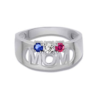 Gold Custom Three Birthstone Mom Band Ring (Available in Yellow/Rose/White Gold)