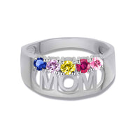 Gold Custom Five Birthstone Mom Band Ring (Available in Yellow/Rose/White Gold)