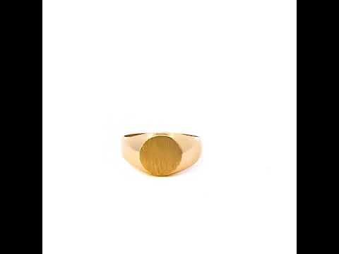 Gold Engravable ﻿Round Signet Pinky Ring (Available in Yellow/Rose/White Gold)
