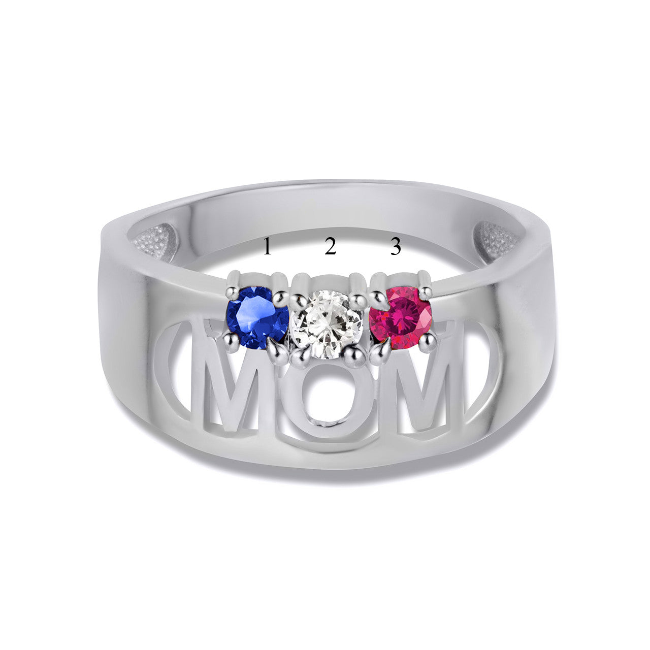 Gold Custom Three Birthstone Mom Band Ring (Available in Yellow/Rose/White Gold)