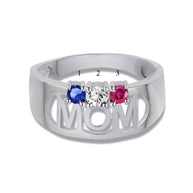 Gold Custom Three Birthstone Mom Band Ring (Available in Yellow/Rose/White Gold)