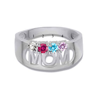 Gold Custom Four Birthstone Mom Band Ring (Available in Yellow/Rose/White Gold)