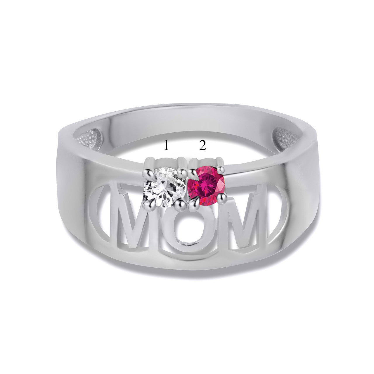 Gold Custom Two Birthstone Mom Band Ring (Available in Yellow/Rose/White Gold)