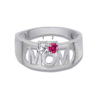 Gold Custom Two Birthstone Mom Band Ring (Available in Yellow/Rose/White Gold)