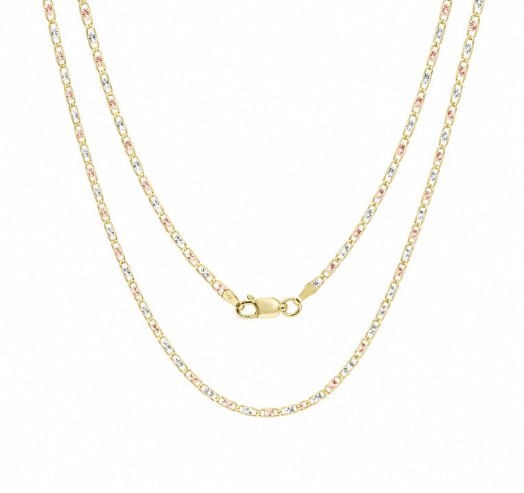 14K Gold Tri Color Valentino Chain