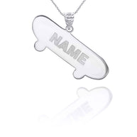 Silver Personalized Skateboard Reversible Pendant Necklace