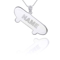 Gold Personalized Skateboard Reversible Pendant Necklace (Available in Yellow/Rose/White)