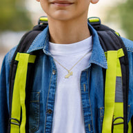 Gold Personalized Skateboard Reversible Pendant Necklace (Available in Yellow/Rose/White)