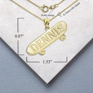 Gold Personalized Skateboard Reversible Pendant Necklace (Available in Yellow/Rose/White)